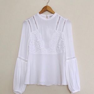 Guess Luscia White Embroidered Peasant Top